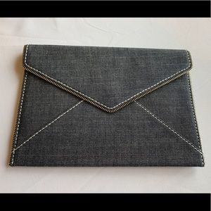 New Rebecca Minkoff Leo Blue Denim Envelope Clutch
